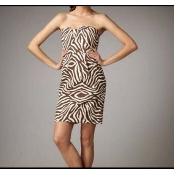 Kate Spade Zebra Print Strapless Dress Size 4 - Picture 1 of 5